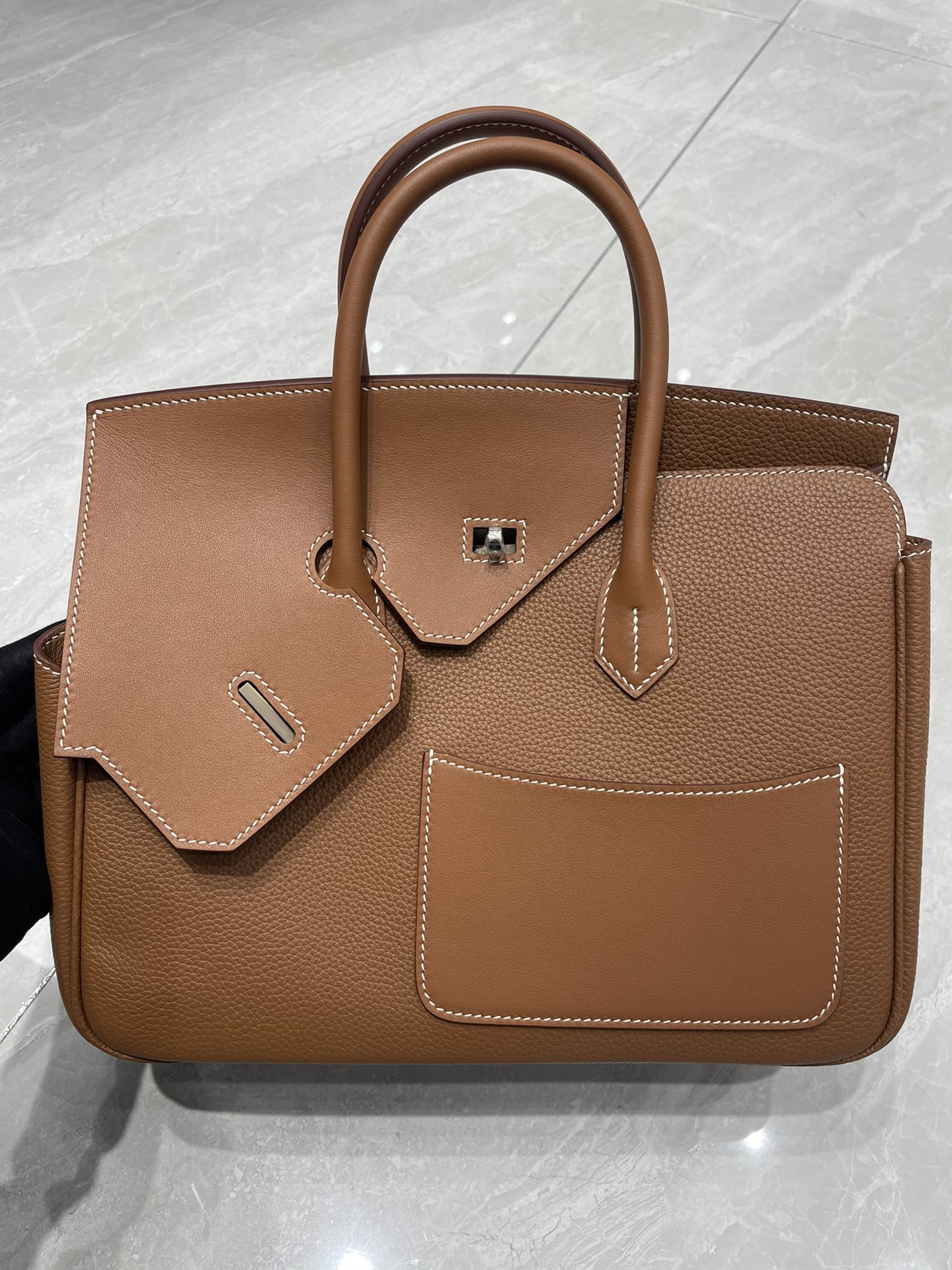 Hermes Birkin 30CM Swift and Togo Leather Handbag Brown